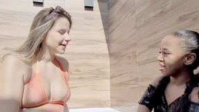 WORSHIPING THE DWARF'S FOOT AND COMPARING OUR SIZES - BY ANANZINHA AND GABRIELA BLOND - FULL VERSION IN FULL HD