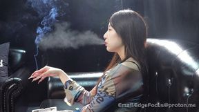 Glamorous Asian Smoker Candid Interview and Intense Smoke Ring Display — QING1 HD