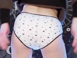 Panty show when wearing cute panty and wiggles ass
