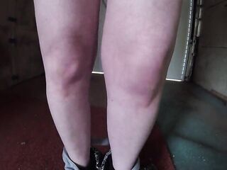 Miniskirt Servitude bound and In Nature's Garb in the garage