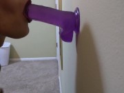 webslut slave whore faye practices deepthroating on dildo
