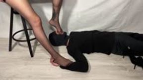 Using him as i please part 2 - make him suck lick my sweaty nylon foot