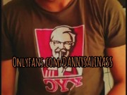 Twink plays with big low balls and fat cock in boxers