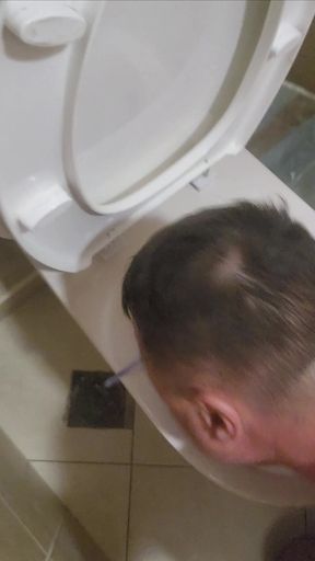 Yesterday I cleaned by my tongue the toilet in the toilet cubicle at work.