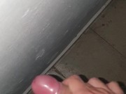 Public cumshot in the building