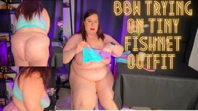 BBW Trying on Tiny Fishnet Outfit 1080p