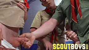 ScoutBoys DILF scoutmaster seduces and barebacks two scouts