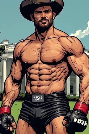 Muscular Fighters at White House (ai Art)