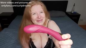 Curvy redhead with natural big boobs spreads her juicy pussy for you