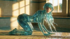 Emerald Jellyfish Girl Grinding &amp; Riding - Dripping Wet Tongue