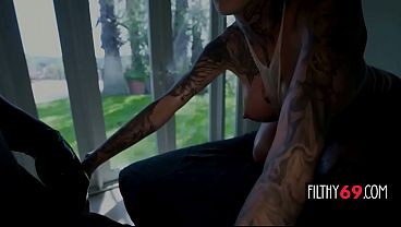 Busty tattooed babe takes BBC after oily massage - Chantal Danielle