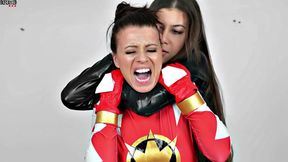 Lesbian Super heroes Sex Fight - Red Ranger defeated