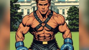 White House Lawn Fighter Bulge Comic Style Art