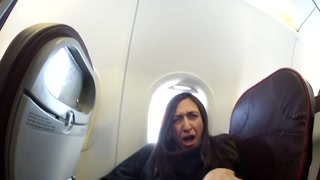 A flying orgasm - Rosario Gallardo masturbating during flight to Prague
