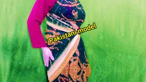 Desi Pakistani married woman wearing saree