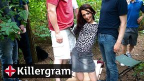 Inveigling floozy at outdoors action