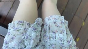 Lewd trans cum dripping under everyday dress vibrator anal