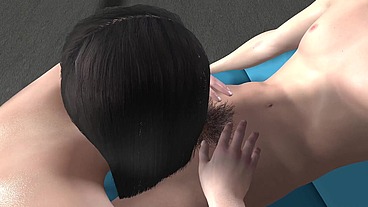 Hot Petite Asian girl give a blowjob in the balcony of a waterfront villa - 3D Porn