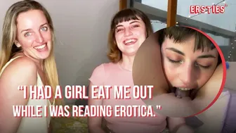 Lucy and Charlie passionately lick each other's pussies in the library