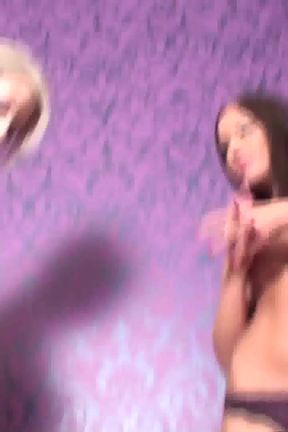 Hot babes with high heels punish slave