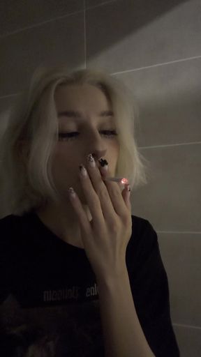 Babe cute petite smokes for fans only