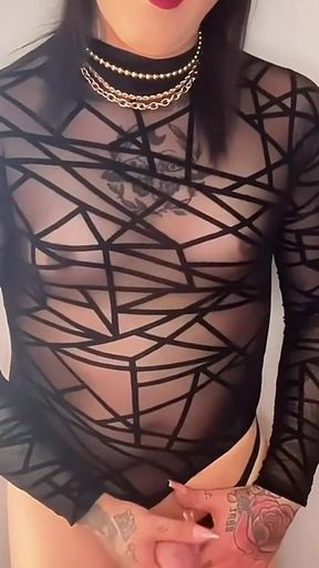 Tattooed Trans Girl and Her Creamy Cumshot