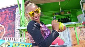 Colombian babe Marbella Leon sucks big Latino cock