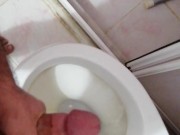 Male Masturbates and CUMS in Toilet Almost Caught 2