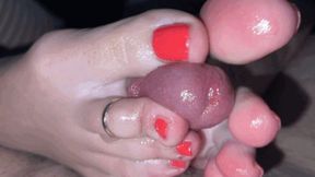 2hotfeet4you - Closeup footjob & cum in transparent heels