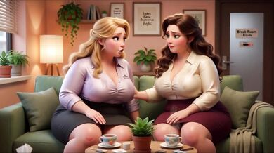 Mutual lactation fills cozy office with passion