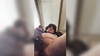Twink strokes his big cock to a hard cumshot close up