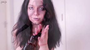 Chubby nurse cosplay in a Halloween zombae getup