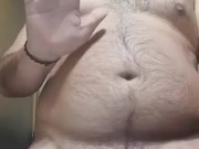 Calentón nocturno en el baño con streptease paja y corrida final (PARTE 2/2)