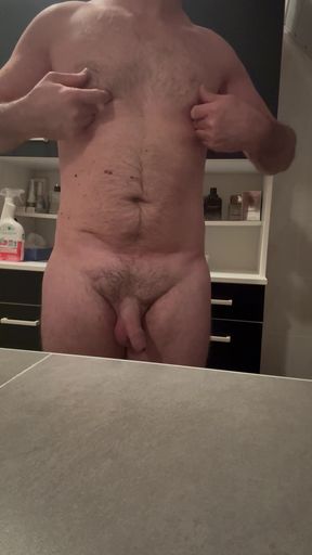 Furry Dad in the Bathroom