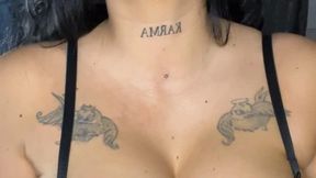 smoking with hot bra on