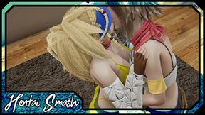 Yuna and Rikku make out before using a sex toy - Final Fantasy X Lesbian Hentai.