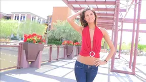 Sexy Brunette Jody Strips & Fingers Her Pussy Seductively On The Road