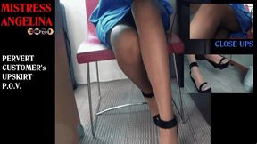 Air Stewardess LEGS under the desk (Pervert POV) 480p