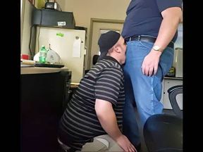 Fat Daddy Trucker Uses Chubby Boy's Mouth as a Dumping Ground