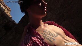 Hot summer adventures with johnny: an outdoor handjob for a skinny college twink