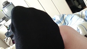 Wichsen mit Schwarzer Stinkesocke