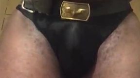 black leather muscle dad wank & butt play senes