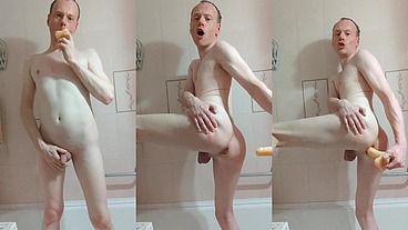 LanaTuls - Moscow Anal Slut and Whore. Hard Anal ManCunt Fucking by Dildo in BathTube