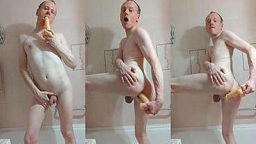LanaTuls - Moscow Anal Slut and Whore. Hard Anal ManCunt Fucking by Dildo in BathTube