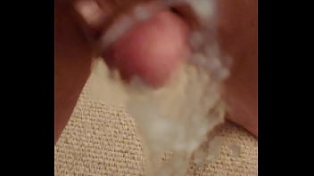 Stroking Cock- Cum Dripping Down Mirror