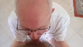 Grandpa suck cock and is pissed and fucked