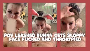 POV Leashed Bunny Gets Sloppy Face Fucked and Throatpied