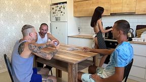 Lost his young wife to cards &mdash;  stretched her tight pussy&#x270C; on the kitchen table