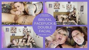 Rough Facefuck & Double Facial From Bear Husband & BBW Wife Threesome