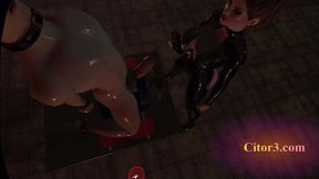 Citor3 3D VR SFM Latex big tits mistress milks slave on sybian with loads of cum